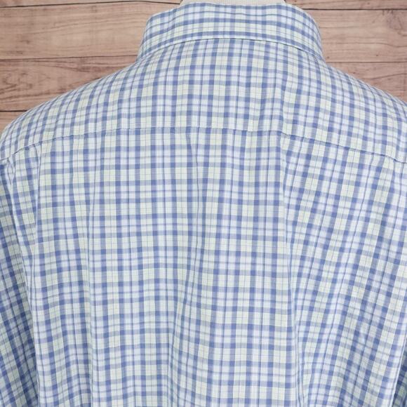David Donahue Shirt Mens 2XL Blue Green Check Plaid Button Down Long Sleeve - Picture 6 of 10